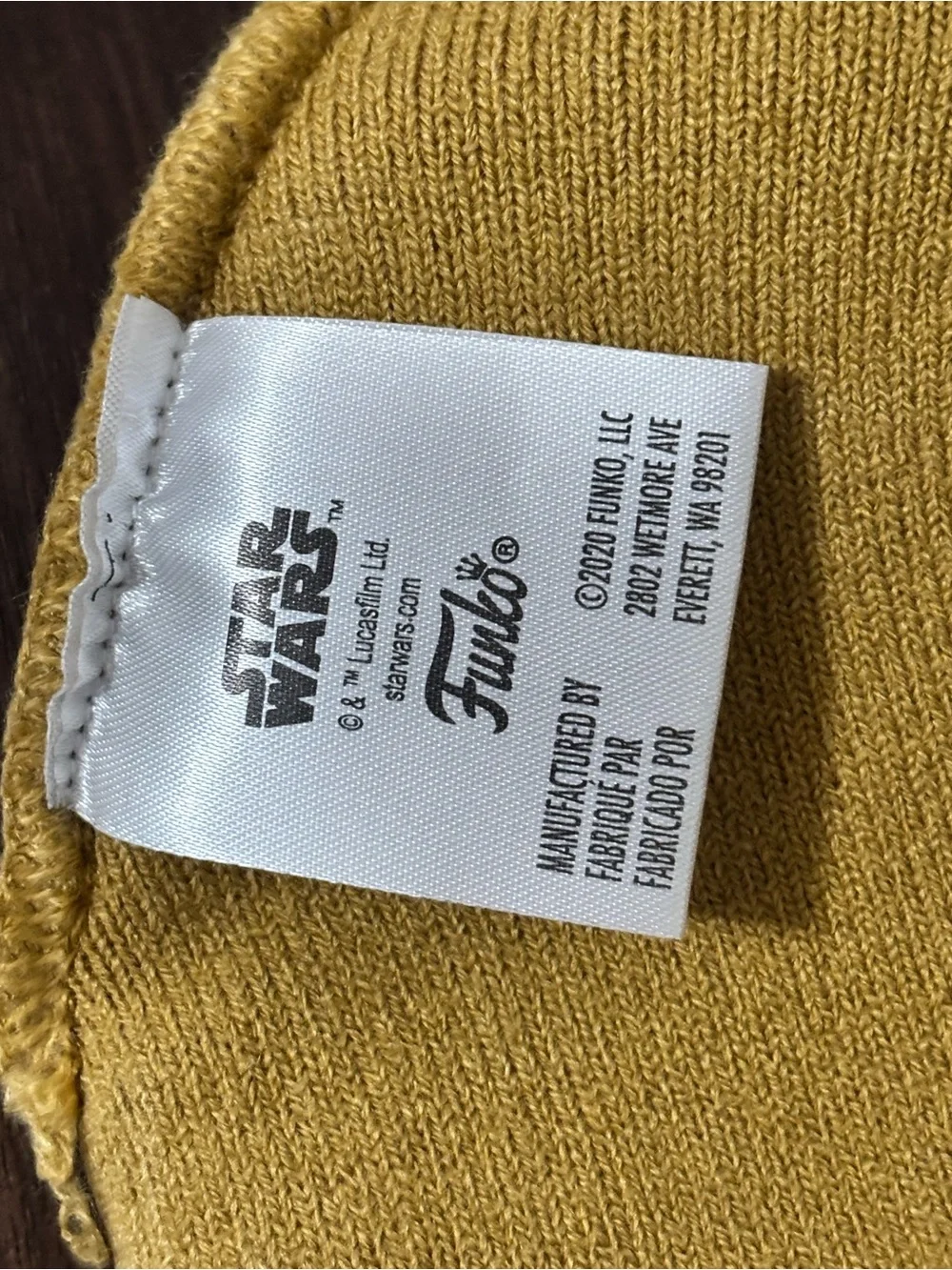 Star Wars Mustard Yellow Beanie with Green Pom Pom and Grogu Patch